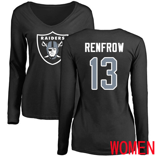 Oakland Raiders Olive Women Hunter Renfrow Name and Number Logo NFL Football 13 Long Sleeve Jersey